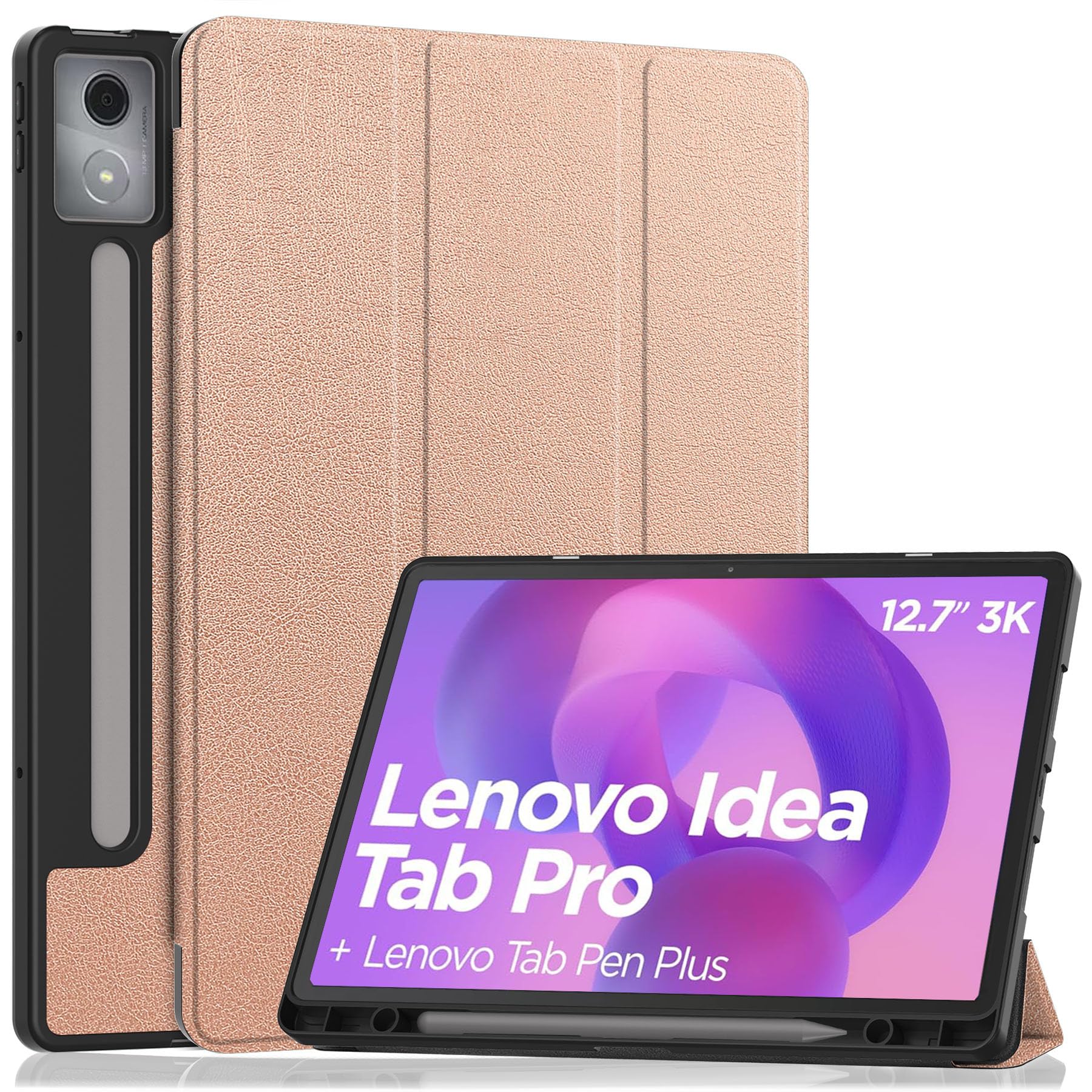 ProCase Cover per Lenovo Idea Tab Pro 12,7 Pollici 2025 con Portapenne, Custodia Protettiva Lenovo Tab Pro Smart Cover TB373FU/TB375FC -Viola