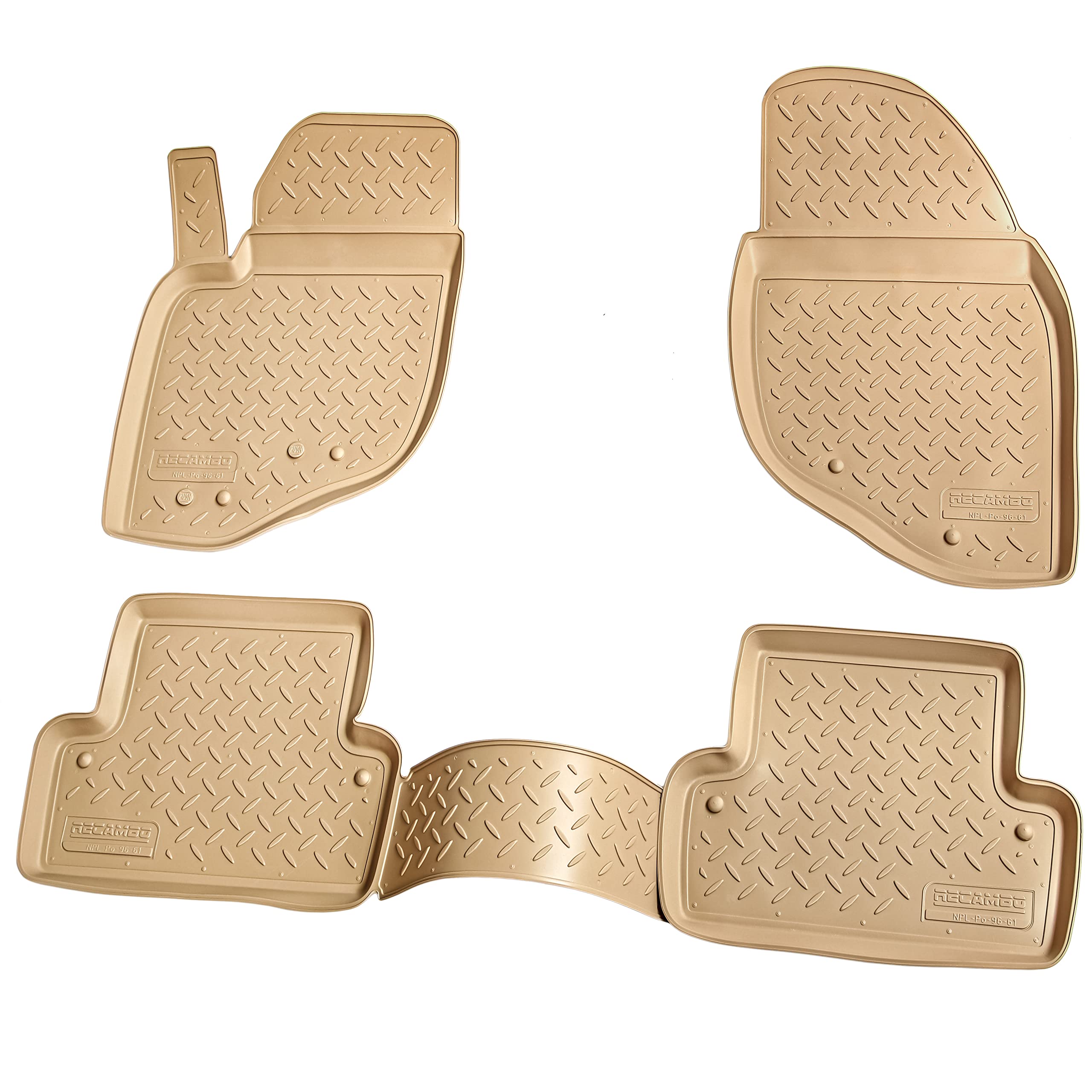 Recambo Tappetini in gomma 3D compatibili con VOLVO V70 / XC70 | anno di costruzione 2000 2007 | Tappetini in gomma | su misura | con bordo | beige