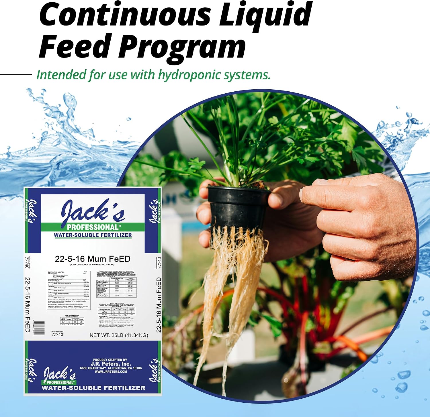 Jack's Professional 22-5-16 Mum Feed Water-Soluble Fertilizer with Micronutrients for Compact Mum Growth in Continuous Liquid Feed Programs, 25lbs