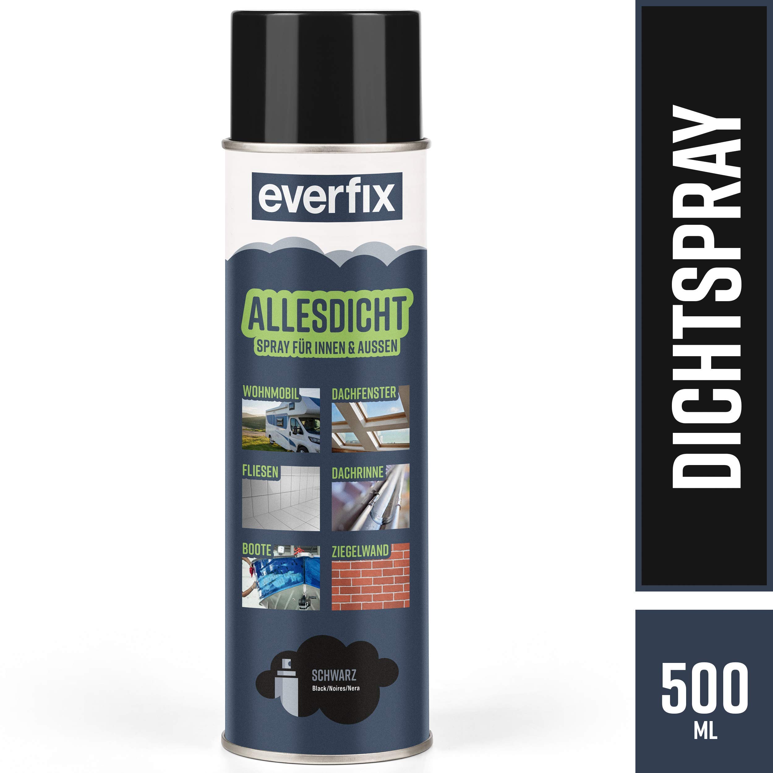 Allesdicht Spray (3 x 500 ml, schwarz) Dichtspray wasserdicht, Flüssigkunststoff, flüssiger Kunststoff zur Abdichtung