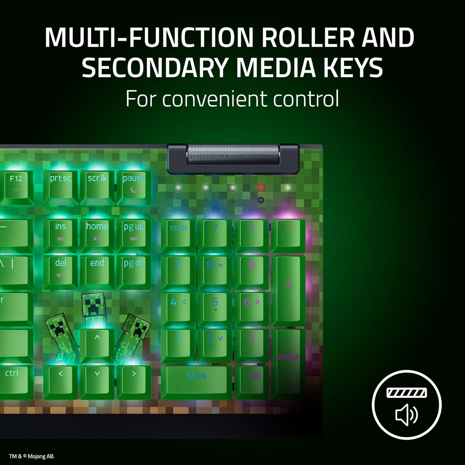 Razer BlackWidow V4 X Minecraft Edition - Mechanical Gaming Keyboard - Chroma RGB (Green Clicky Switches, 6 Dedicated Macro Keys, Doubleshot ABS Keycaps) US Layout | Minecraft