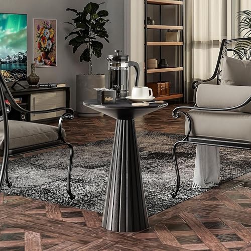 Miniatura 10 de COZAYH Juego de 2 mesas redondas de martini con pedestal para bebidas, mesa auxiliar para plantas de madera para espacios pequeños, sala de estar,