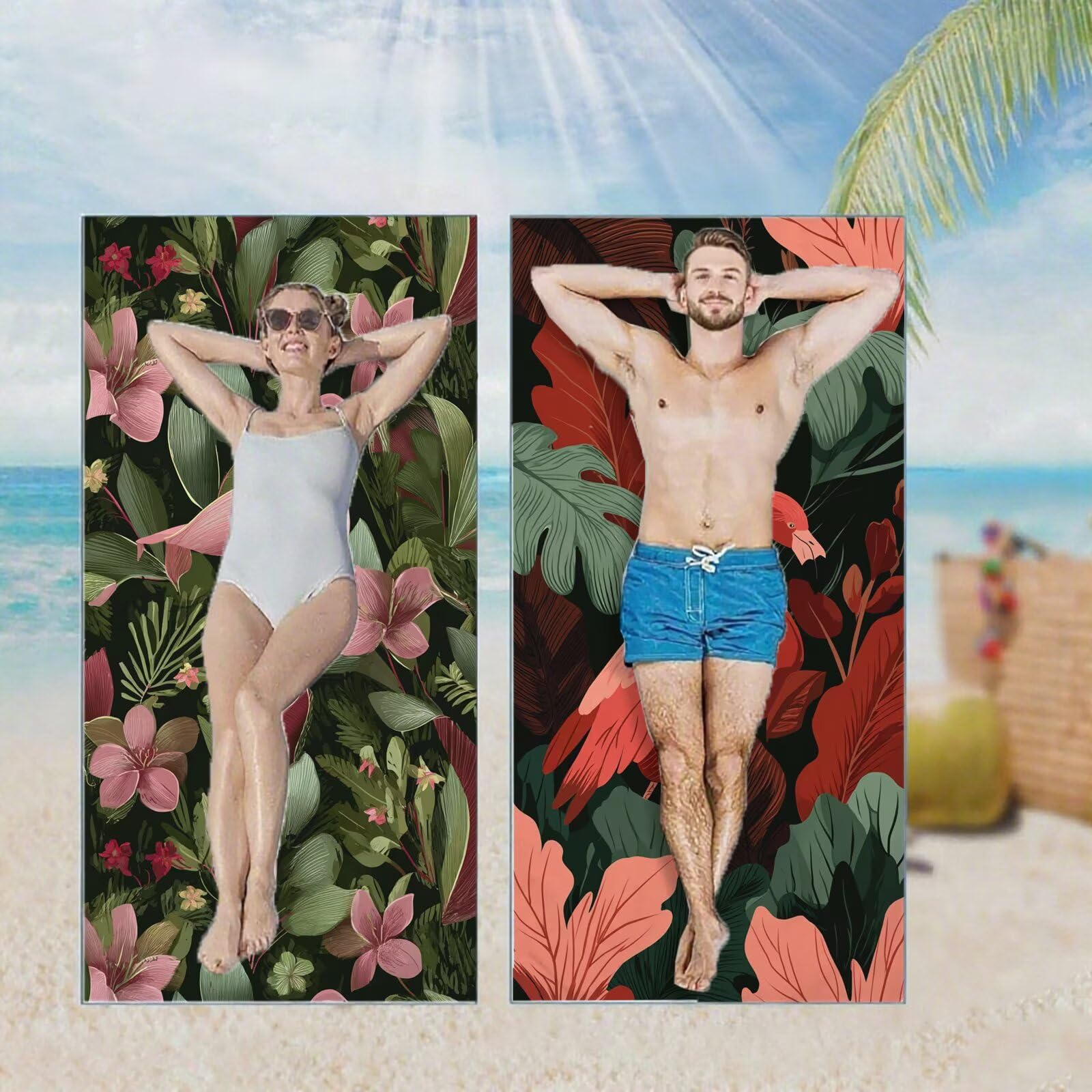 Ręcznik plażowy, ręczniki plażowe z mikrofibry, szybkoschnące lekkie ręczniki podróżne bez piasku, duży ręcznik kąpielowy dla dorosłych 90 x 200 cm, do pływania na basen, jogę, siłownię, kemping