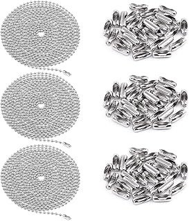 Swpeet 3Pcs Sliver 120" Metal Ceiling Fan Pull Chain Extension with 90Pcs M