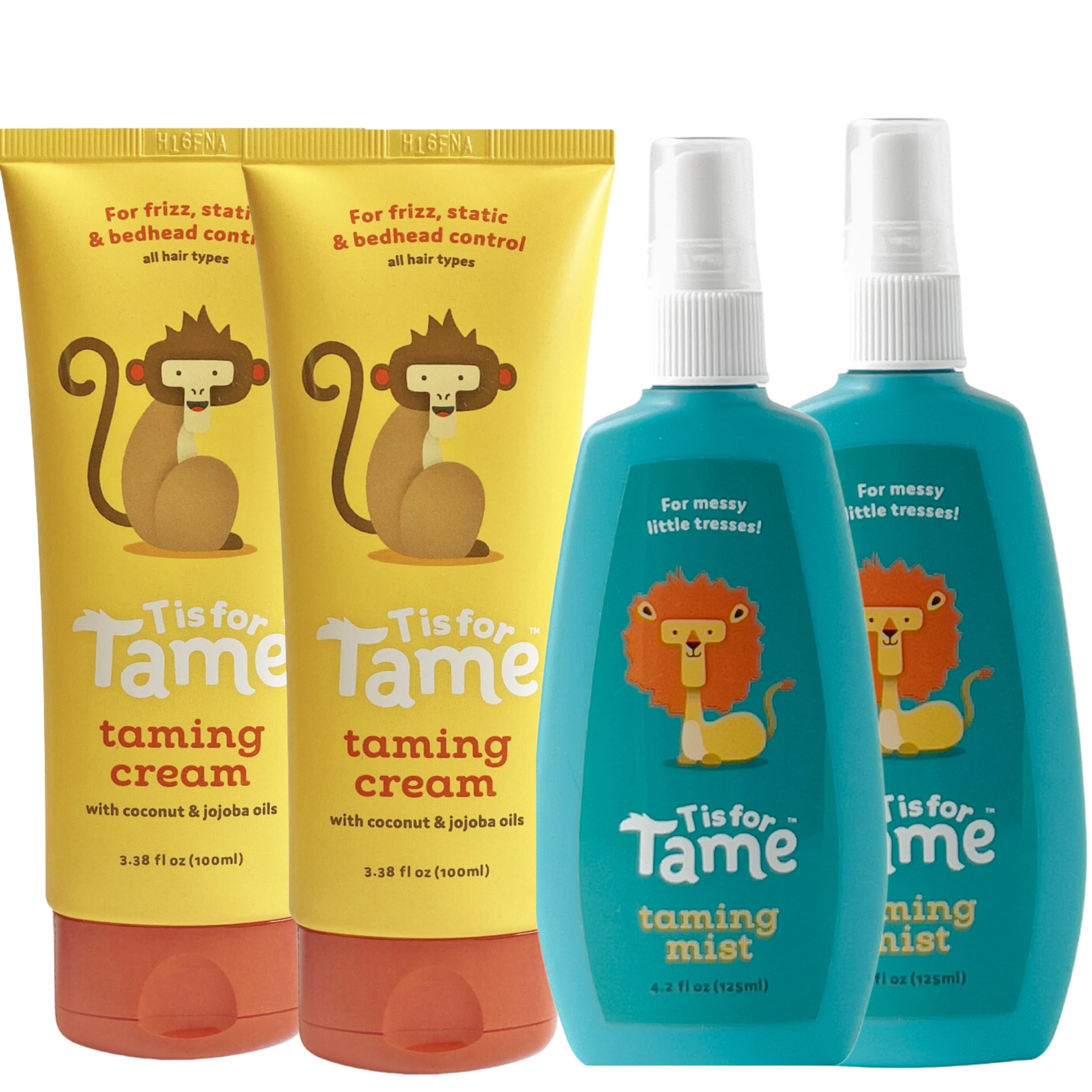 Hair Taming Spray & Detangler Cream for Frizz, Flyaways, Static & More, 100% Natural, Coconut Oil & Jojoba Leave-in, Safe for Babies & Kids, Not Sticky, Stiff or Oily