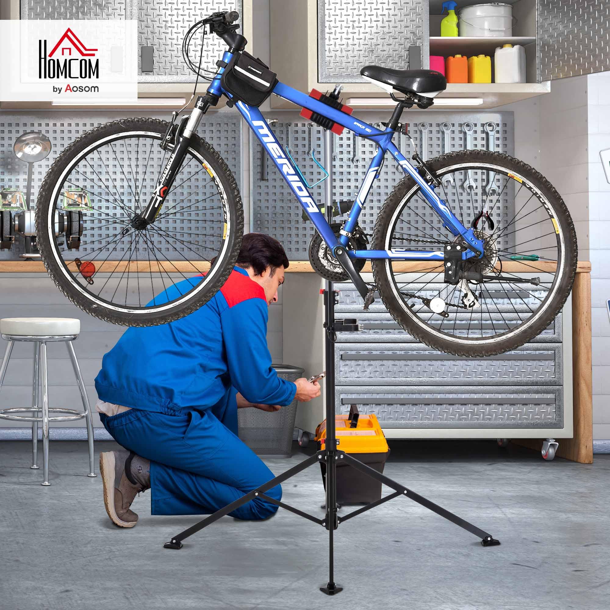 HOMCOM Soporte de Pie Bicicletas 109-180cm Reparación 30 kg