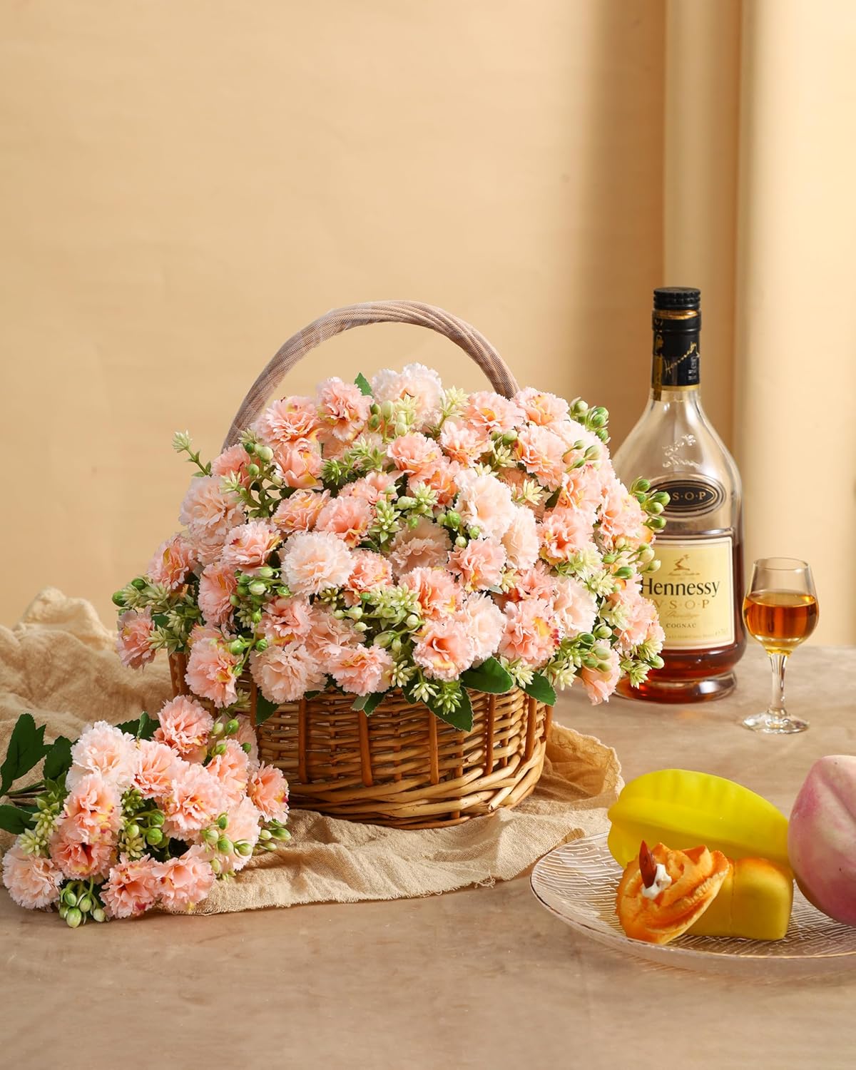 DuHouse Carnation Artificial Flowers,6 Bundles Small Bulk Fake Flower with Stems Silk Carnation Flowers for Spring Decoration Wedding Home Table Centerpieces Decorations(Champagne) - Image 3