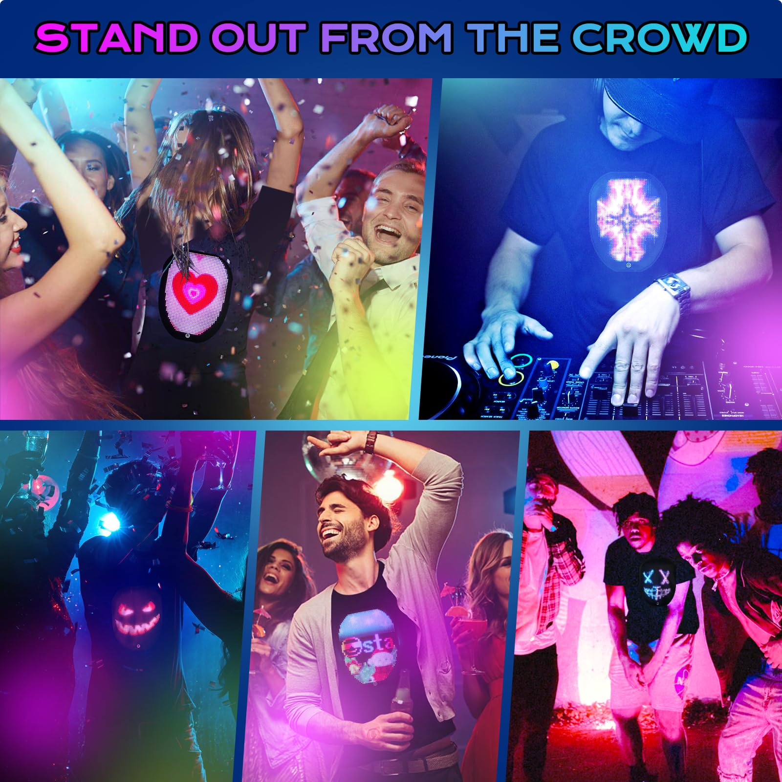SOOOEC - Camiseta con Luz Led y Sonido Activado