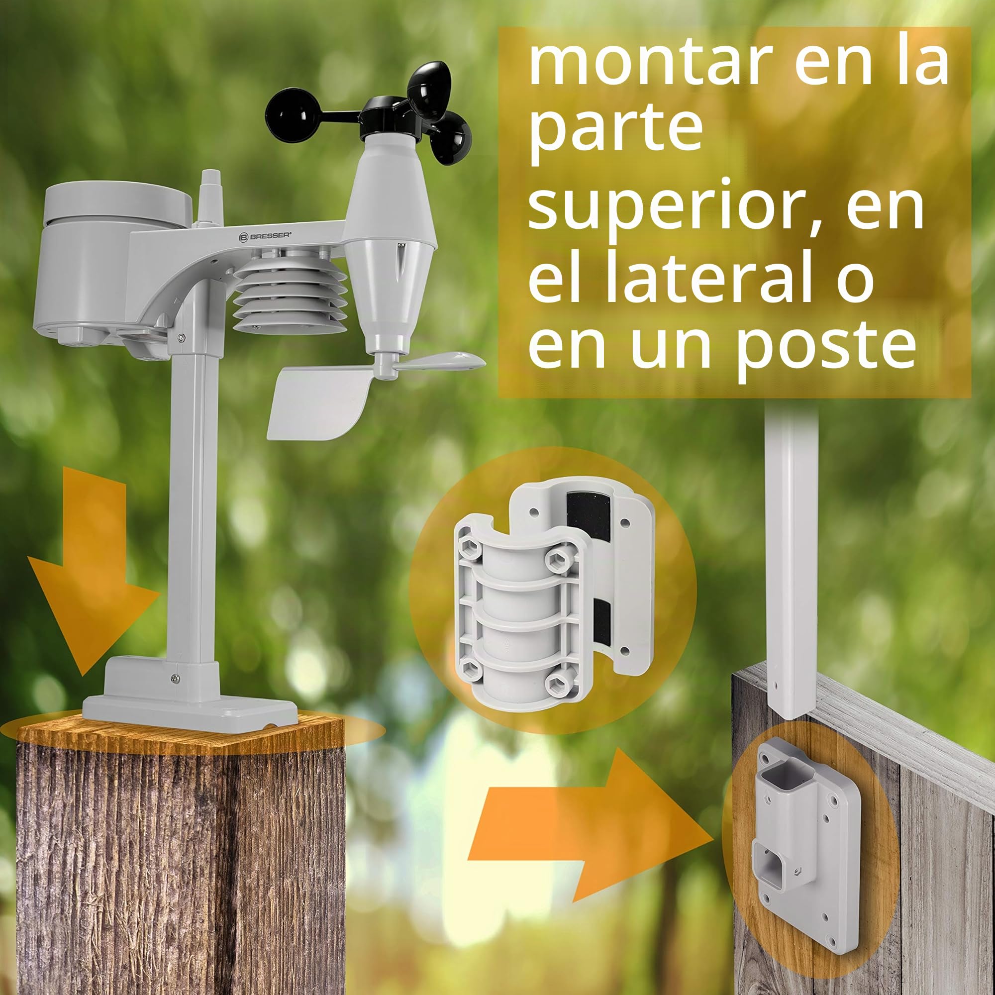 BRESSER Estación meteorológica inalámbrica Sensor Exterior WLAN Centro meteorológico 5 en 1 con, Blanco