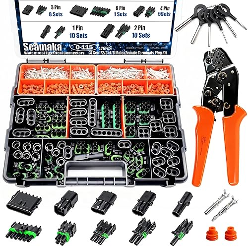 476Pcs 37 Kits Waterproof Automotive Electrical Connectors 1/2/3/4/6 Male&Female Automotive