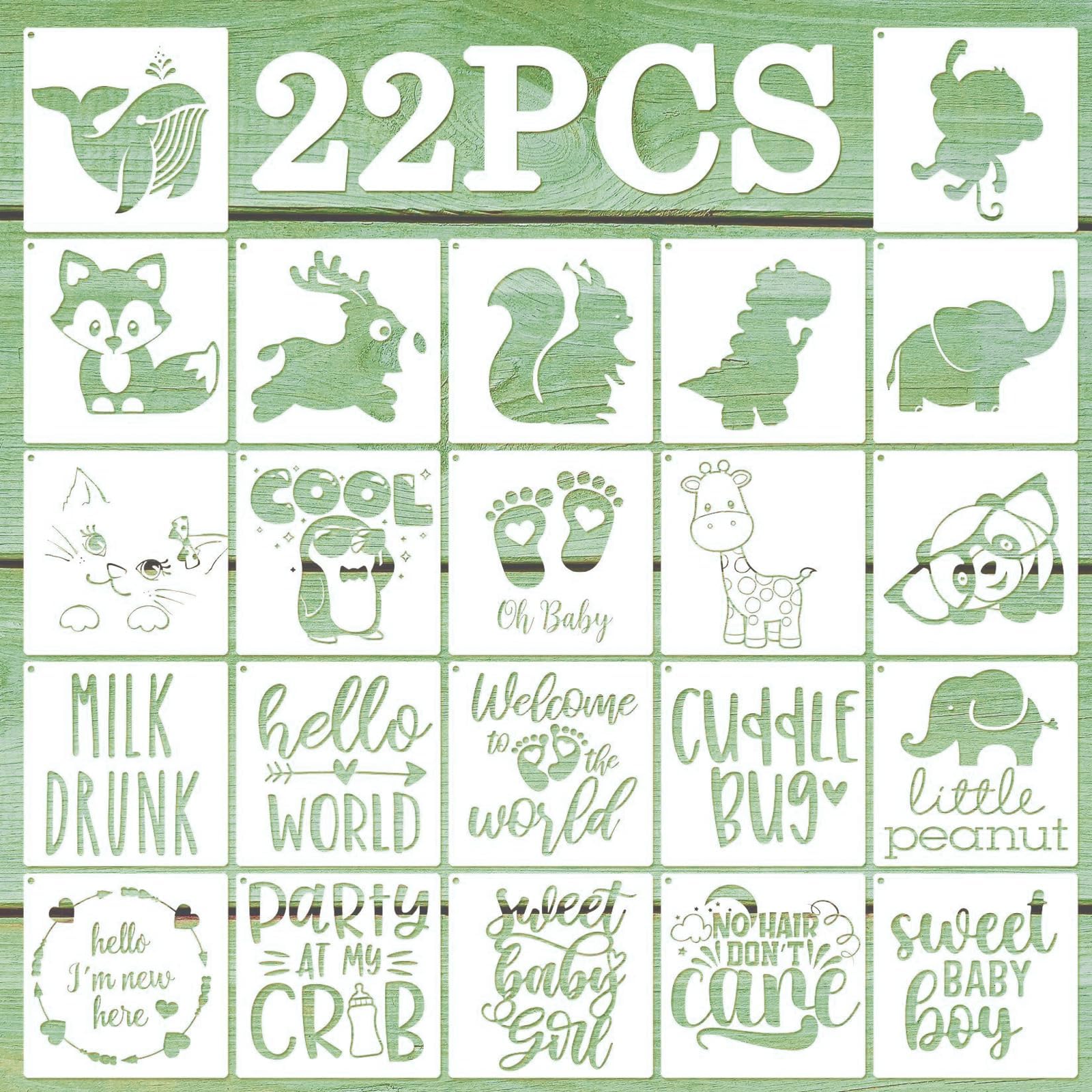 30 Pack Baby Shower Stencls Cute Onese Stencl Mxed Anmals Pattern Pantng Stencls