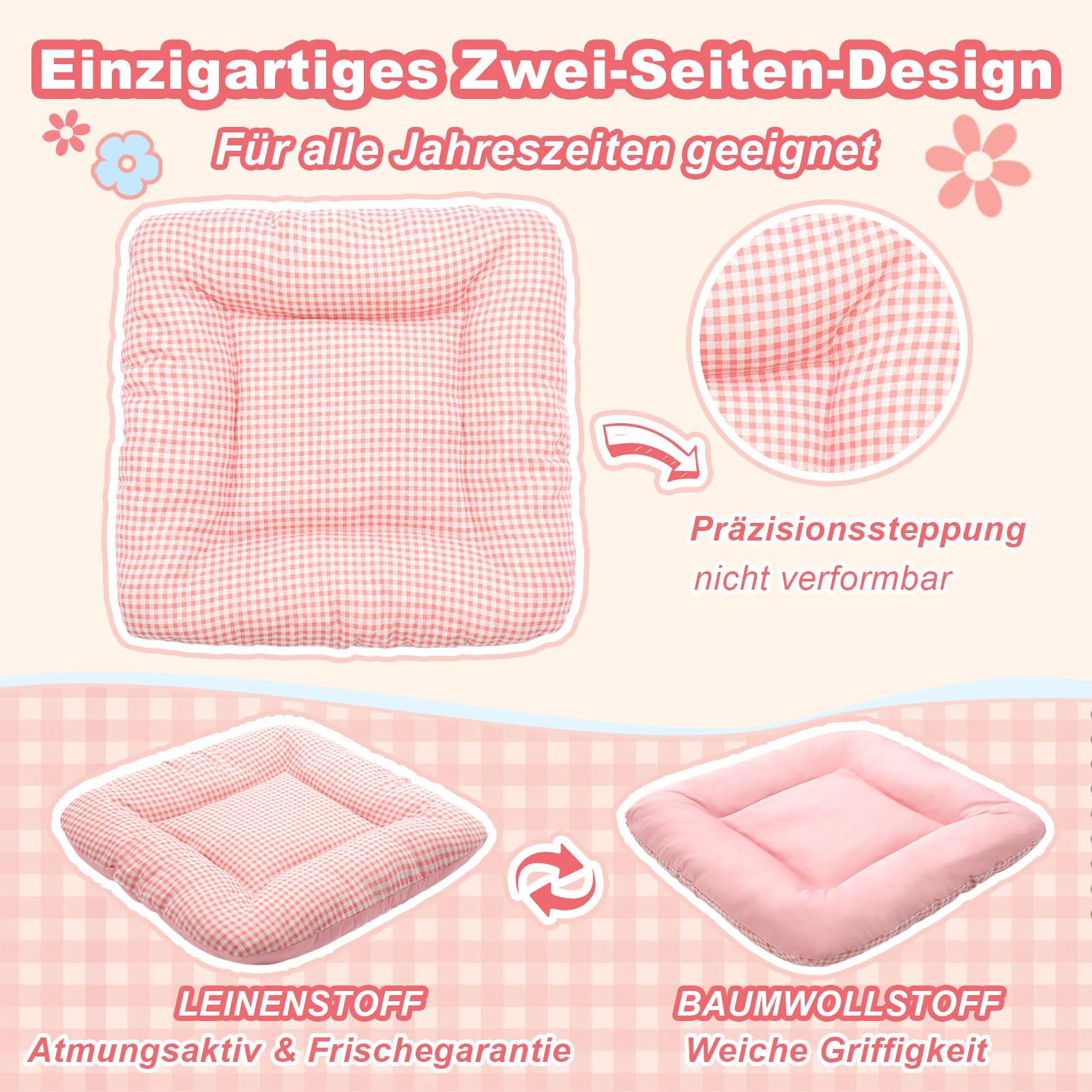 Jiupety Hundehöhle Hundehütte Indoor mit Rahmen, Waschbare, Zusammenklappbare Hundezelt, Hundehaus für Drinnen, Belüftbares Hundebett mit Dach für 9-18 kg, L Größe 64x64x64 cm, Pink
