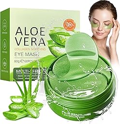 60 Pcs Maschera Occhi di Aloe Vera, Patch Contorno Occhi con Acido Ialuronico, Patch Occhiaie e Borse Contorno Occhi Idratante, Migliora e Rassoda la Pelle degli, Donne e Uomini