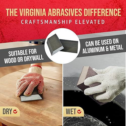 Miniatura 5 de Bloques de esponja de lijado de grano medio de ángulo único de 5 x 3 x 1 pulgadas, ladrillos de espuma de papel de lija lavables y reutilizables,