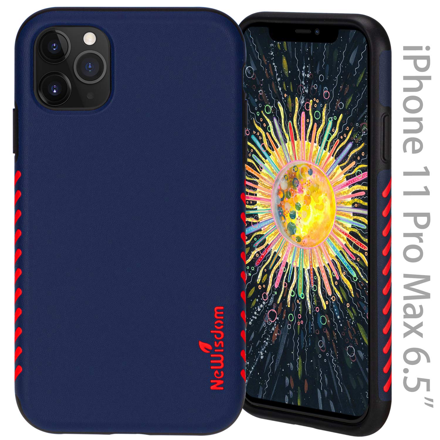 NeWisdom iPhone 11 Pro Max Cases Men, Shockproof Soft Silicon Leather Hybrid Case 6.5 inch Anti Shock iPhone 11 Pro Max Case Shockproof Light Case (Blue)