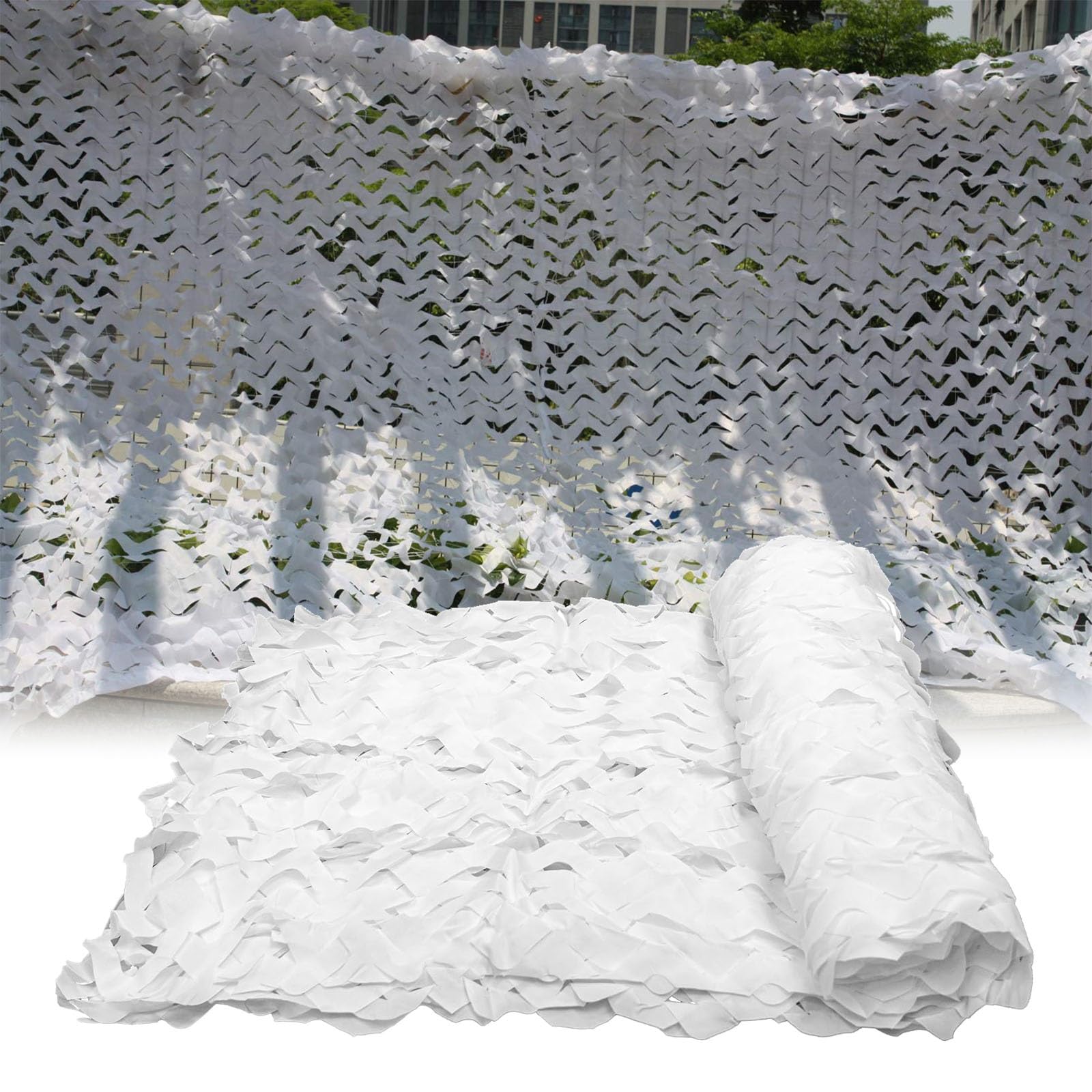 Wzdxfnld One Color Garden Camouflage Net 1M 2M 4M 5M 6M 7M 8M 9M 10M, Military Reinforced Camo Netting, White Camouflage Netting For Woodland Camping Sunscreen Hunting Jungle Decoration(3M X 3.5M)