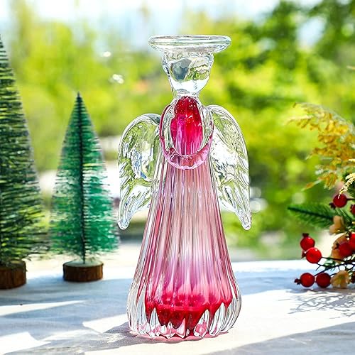 Miniatura 4 de QFkris Figura de ángel de la guarda de cristal de 10 pulgadas, coleccionable, diseño de ángel decorativo para el hogar, regalo de recuerdo