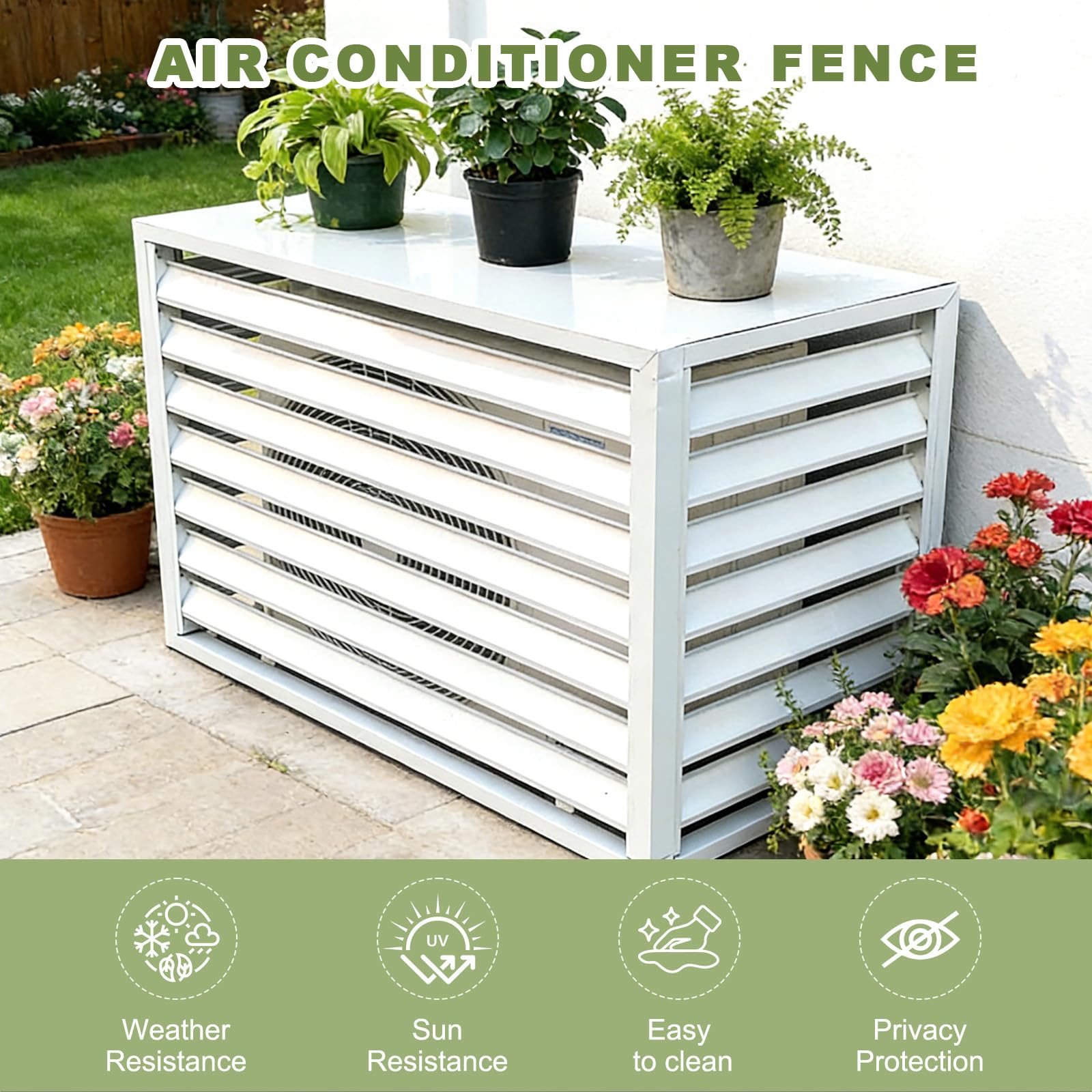 Générique Cache Climatiseur Exterieur Aluminium Cache Clim Extérieur avec Plateau Supérieur Protection de Unité Extérieur pour Pompe À Chaleur pour Balcon Jardin Terrasse