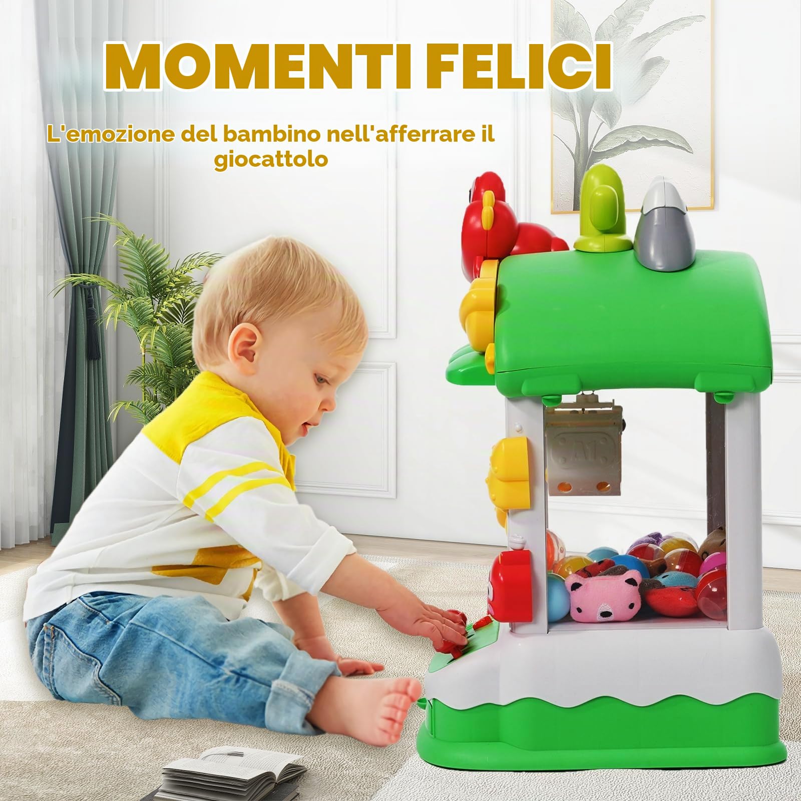 Macchina con Artiglio per Bambini,Mini Macchina Artiglio Arcade con Luci e Musica,Mini Giocattoli con Artigli Caramelle Machine per Bambini,Ragazze e Ragazzi Regalo，Macchina Artiglio Giocattolo