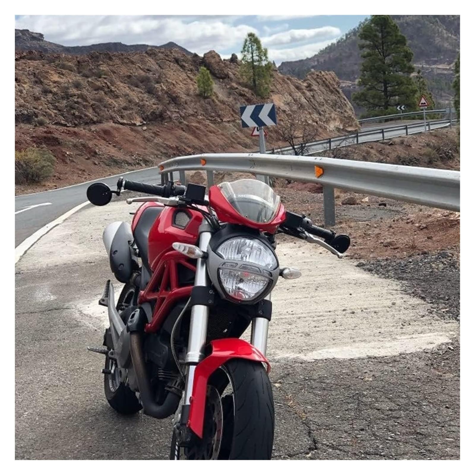 Motocicleta para Ducati para Scrambler 800 2015-2018 para Scrambler 1200 Retrovisor para Motocicleta Espejos Laterales Manillar Finales Espejo Retrovisor(Rojo)
