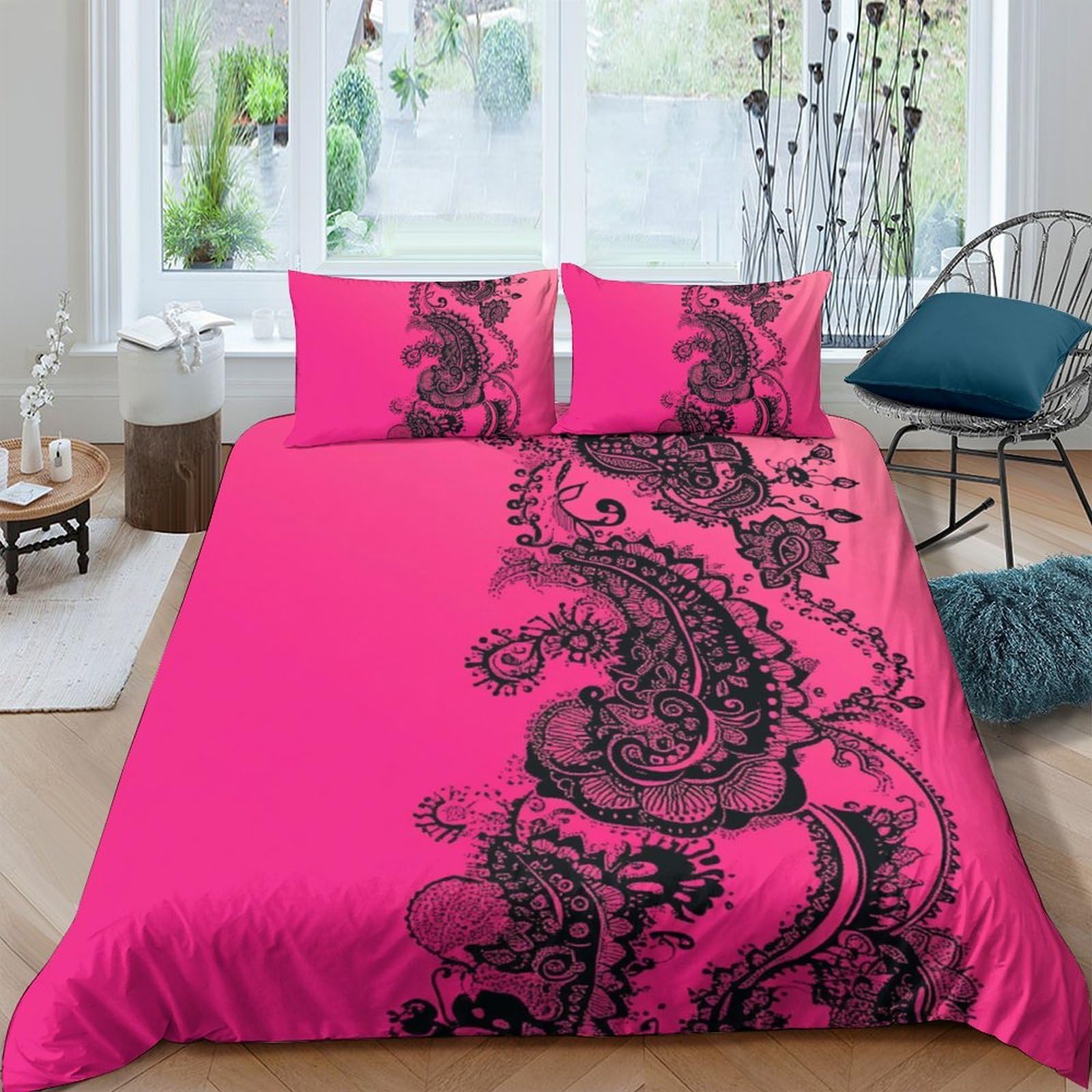 Ctjqhvkz Style-7 3D Printed Pink Floral Dragon Fitted Sheet Microfiber Soft Breathable Oriental Phoenix Bed Cover For Bedroom Dorm Decor Single（135X200cm）