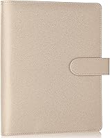 Vista 17 de Antner Carpeta A5 de piel sintética de 6 anillas, para papel de relleno A5, planificador personal A5, carpeta de presupuesto recargable con cierre