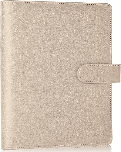 Vista 71 de Antner Carpeta A5 de piel sintética de 6 anillas, para papel de relleno A5, planificador personal A5, carpeta de presupuesto recargable con cierre