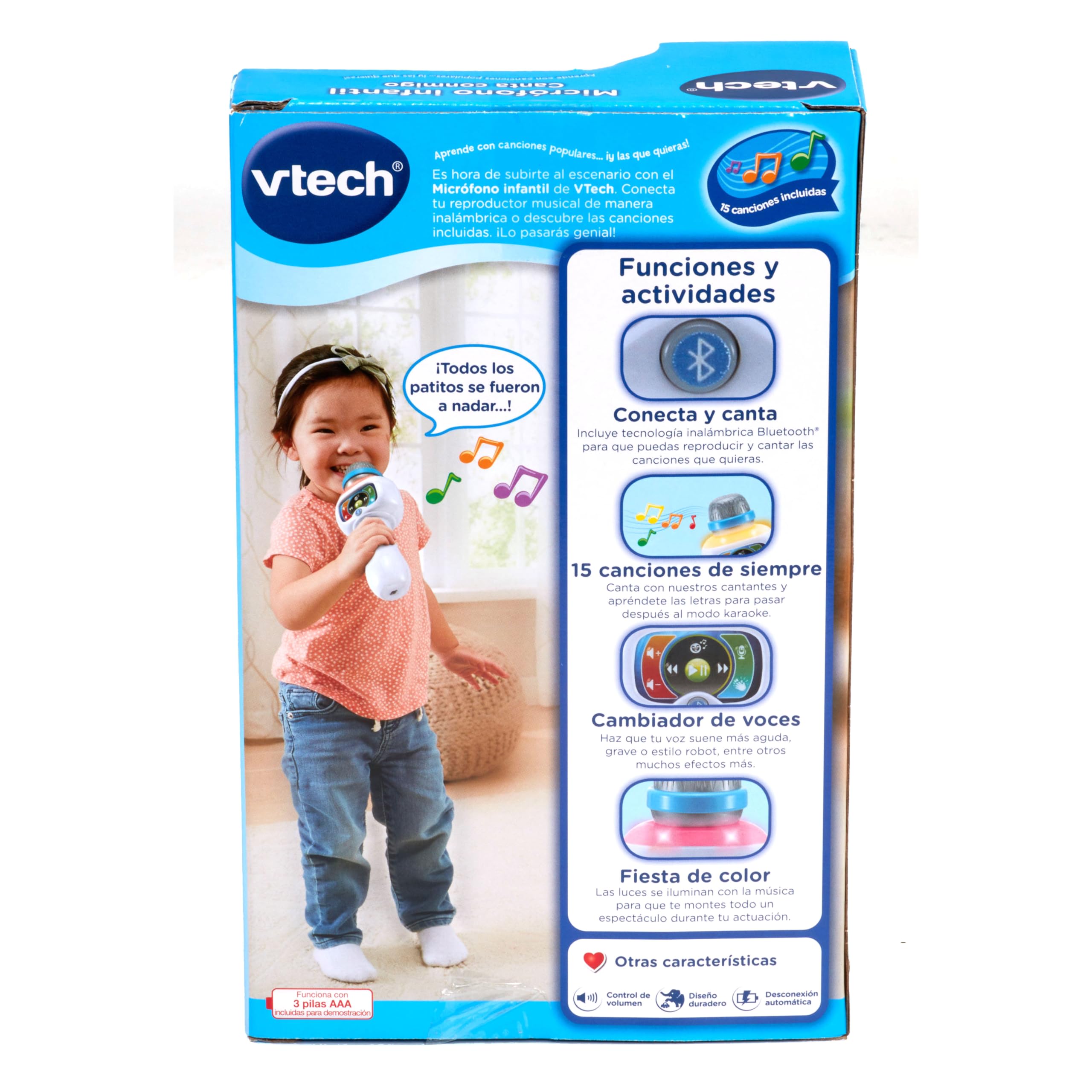 VTech - Micrófono Infantil Karaoke Canta Conmigo, Juguete para niños +2 años, Color Blanco, Versión ESP
