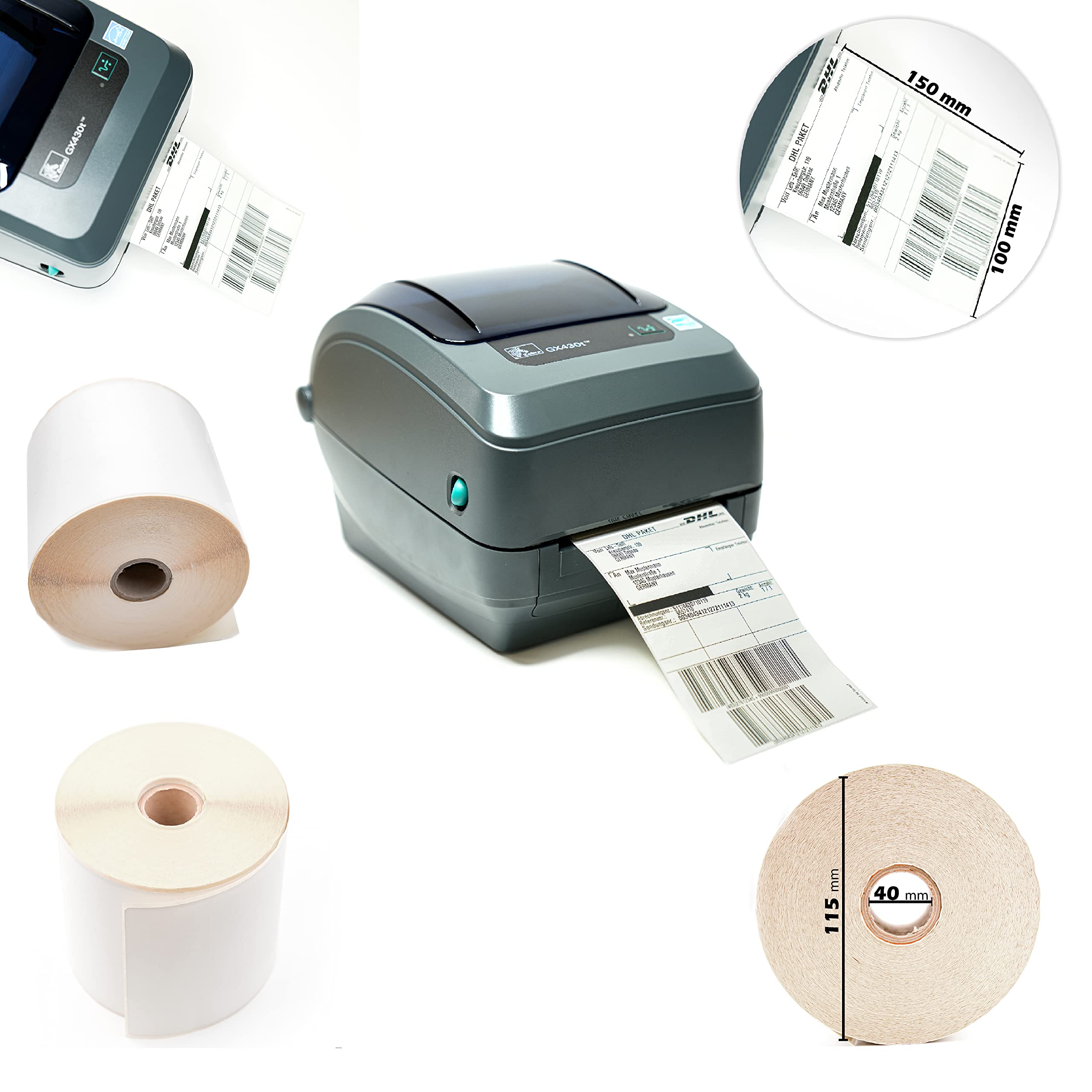 BIGtec 5000 Thermoetiketten 100 x 150mm Versandetiketten 10 Rollen je 500 Etiketten selbstklebende Adressaufkleber, permanent haftend, wasserabweisend Thermodirekt Druck Label für Thermodrucker