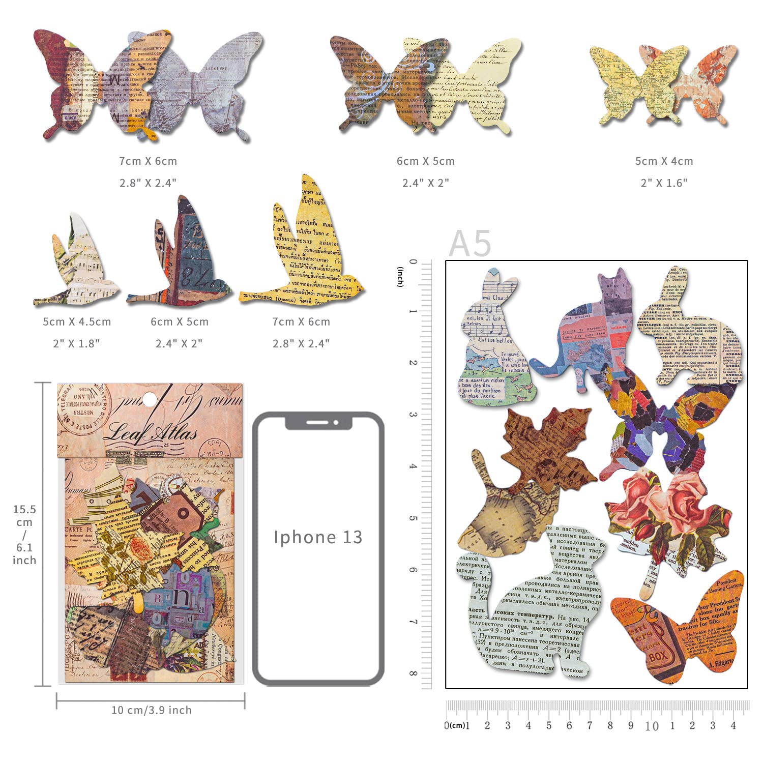 Mayplous Vintage Kraft Paper Scrapbook & Planner Stickers, 4 Packs Butterfly, Bird - Image 3
