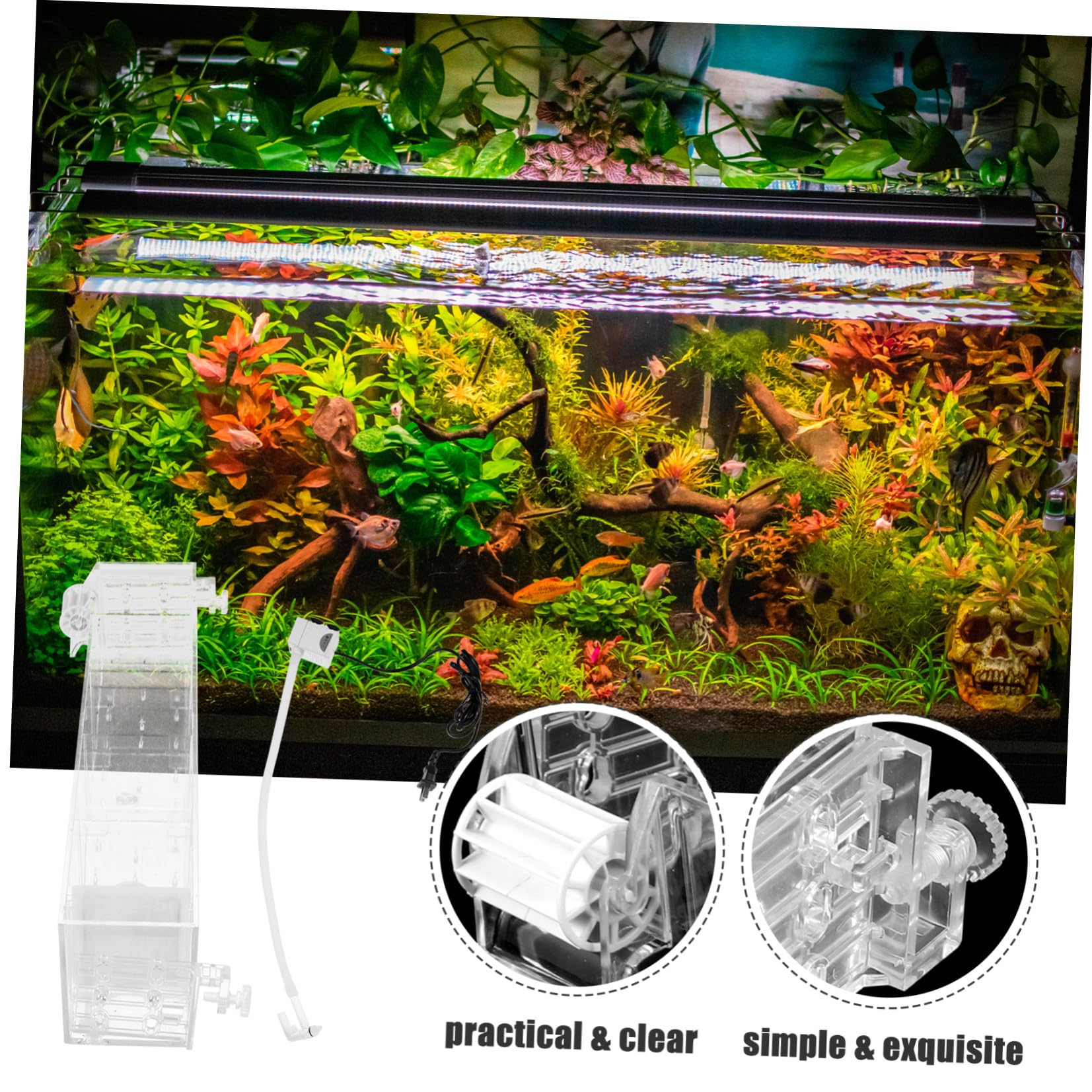 Multifunktionale Aquarium Filterbox aus Acryl mit Klarer Optik und Glatten Linien Inklusive Pumpe für Fischbecken zur Sauerstoffversorgung