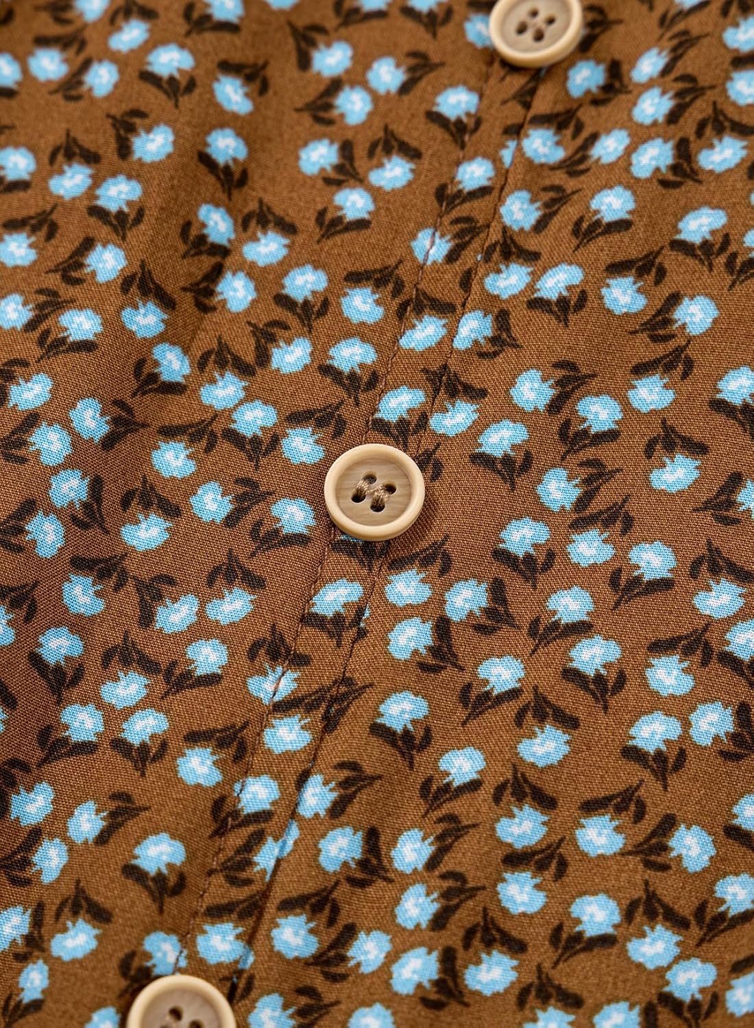 Dokotoo Womens Dresses Spring Summer 2026 Boho Floral Smocked Empire Waist Square Neck Long Sleeve Button Beach Maxi Dress - Image 6