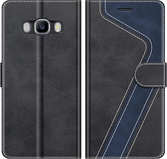 MOBESV Samsung Galaxy J5 2016 Case, Phone Case For Samsung Galaxy J5 2016, Samsung Galaxy J5 2016 Phone Cover, Flip Wallet Case for Samsung Galaxy J5 2016 Phone Case, Black/Dark Blue