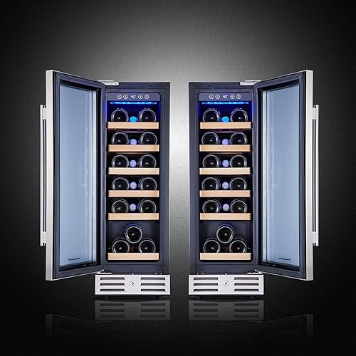 Miniatura 7 de Kalamera Mini refrigerador de 18 botellas – Refrigerador de vino de 12 pulgadas, integrado o independiente, con acero inoxidable y puerta de vidrio