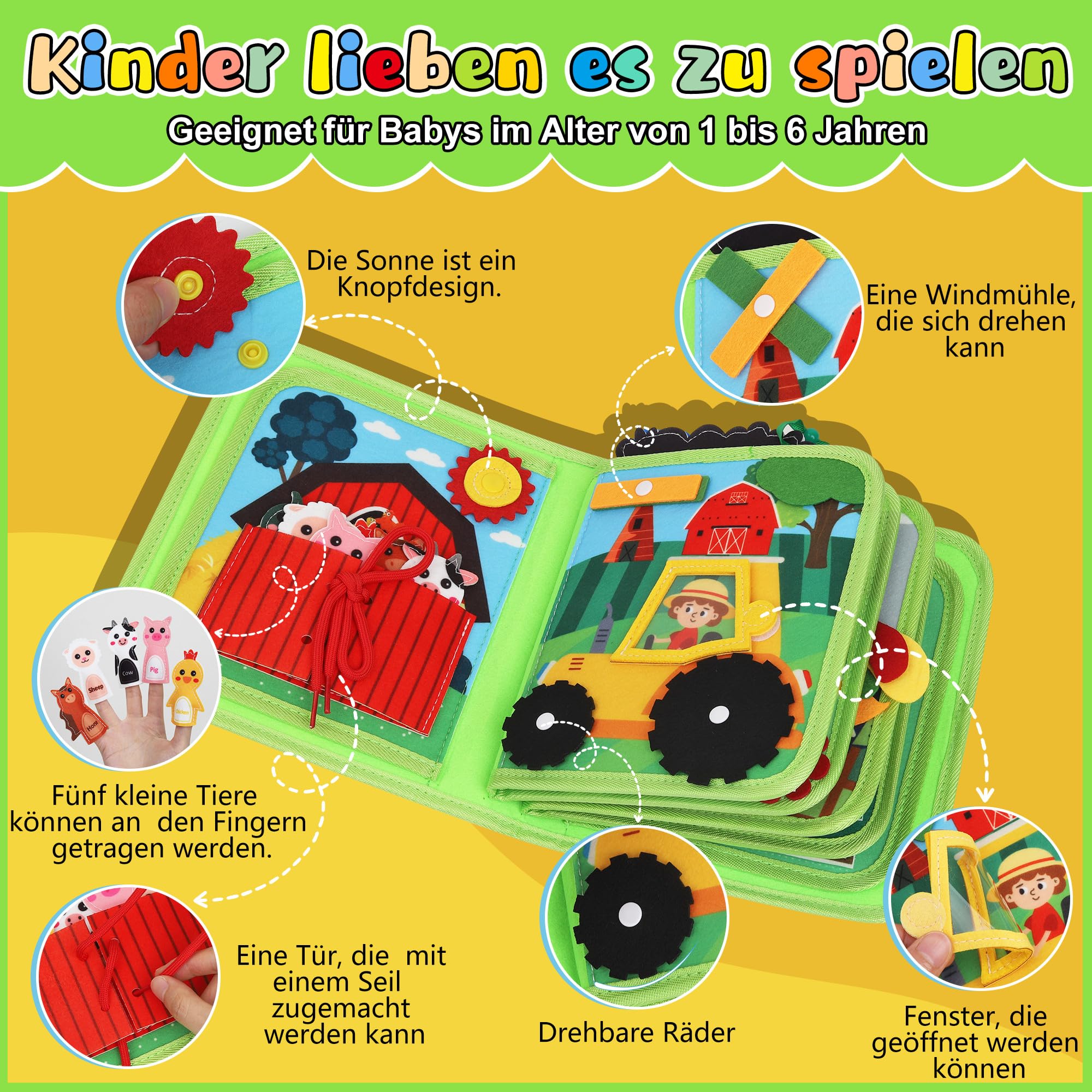 Activities Busy Book for Toddlers Farm Busy Board Montessori Toys for3+ Year Kids Boys Girls - Image 2