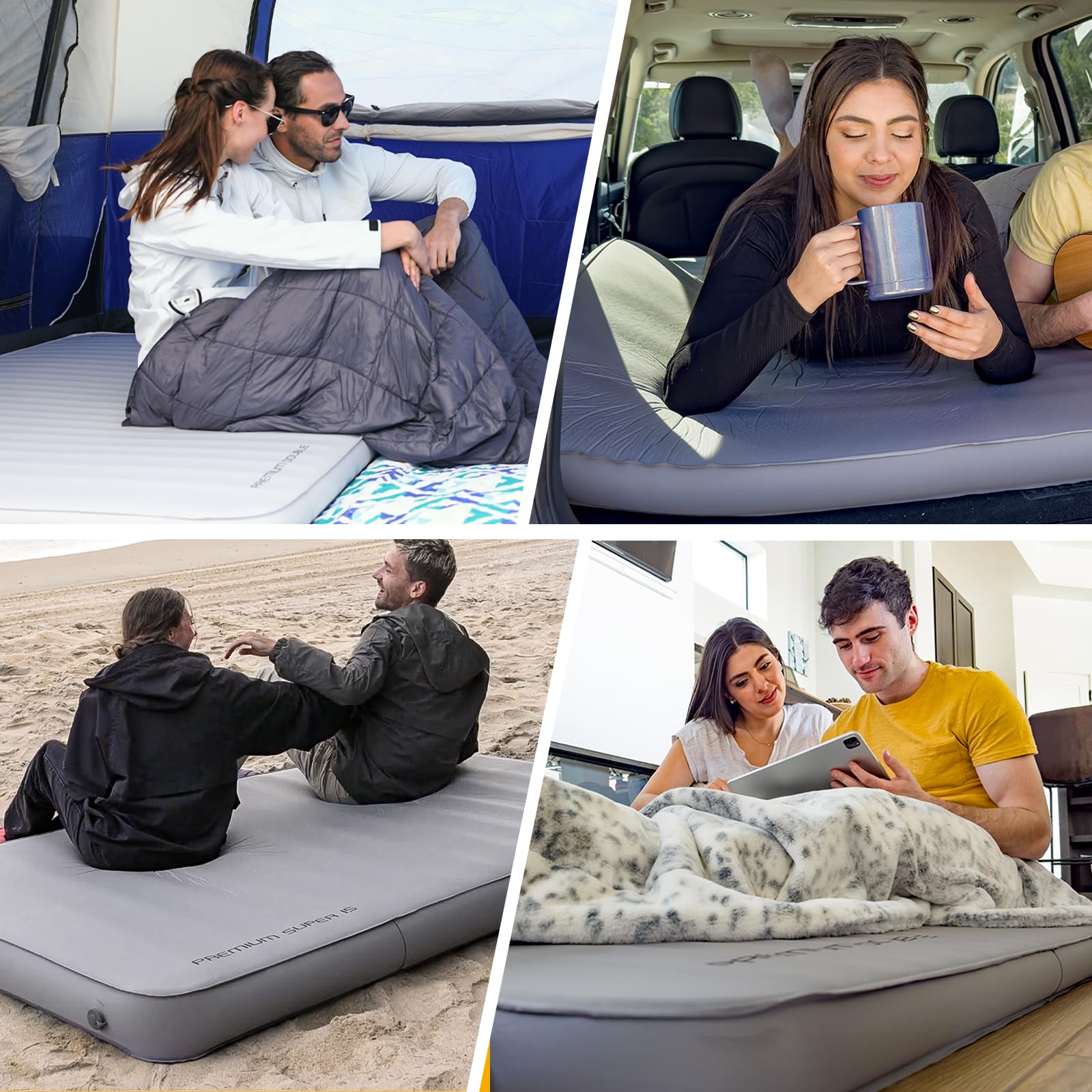 KingCamp Isomatte Selbstaufblasend Camping Komfort 3D 15cm Dick R-15,5 | Selbstaufblasbare Luftmatratze Kompakt Robust Stabil 4-Jahreszeiten Leise für Glamping Zelt Auto Gästebett 201x128cm Grau