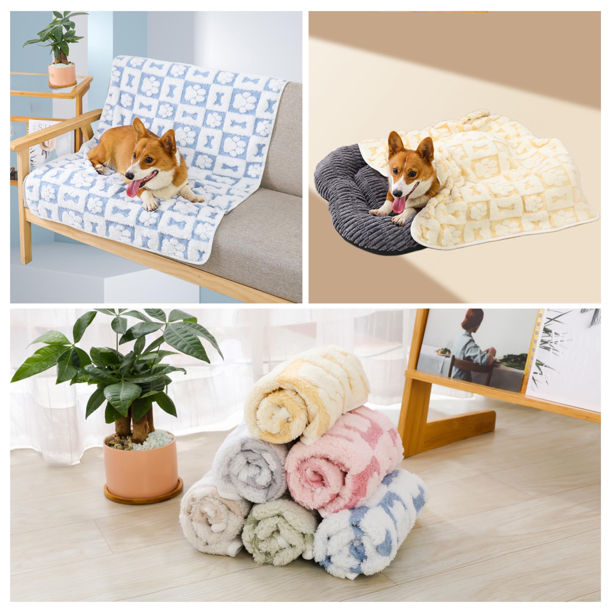 Paquete de 2 mantas calmantes para mascotas, manta lavable para mascotas, manta con estampado de patas, mantas para perros, manta calmante para perros y gatos, mantas para gatos y cachorros