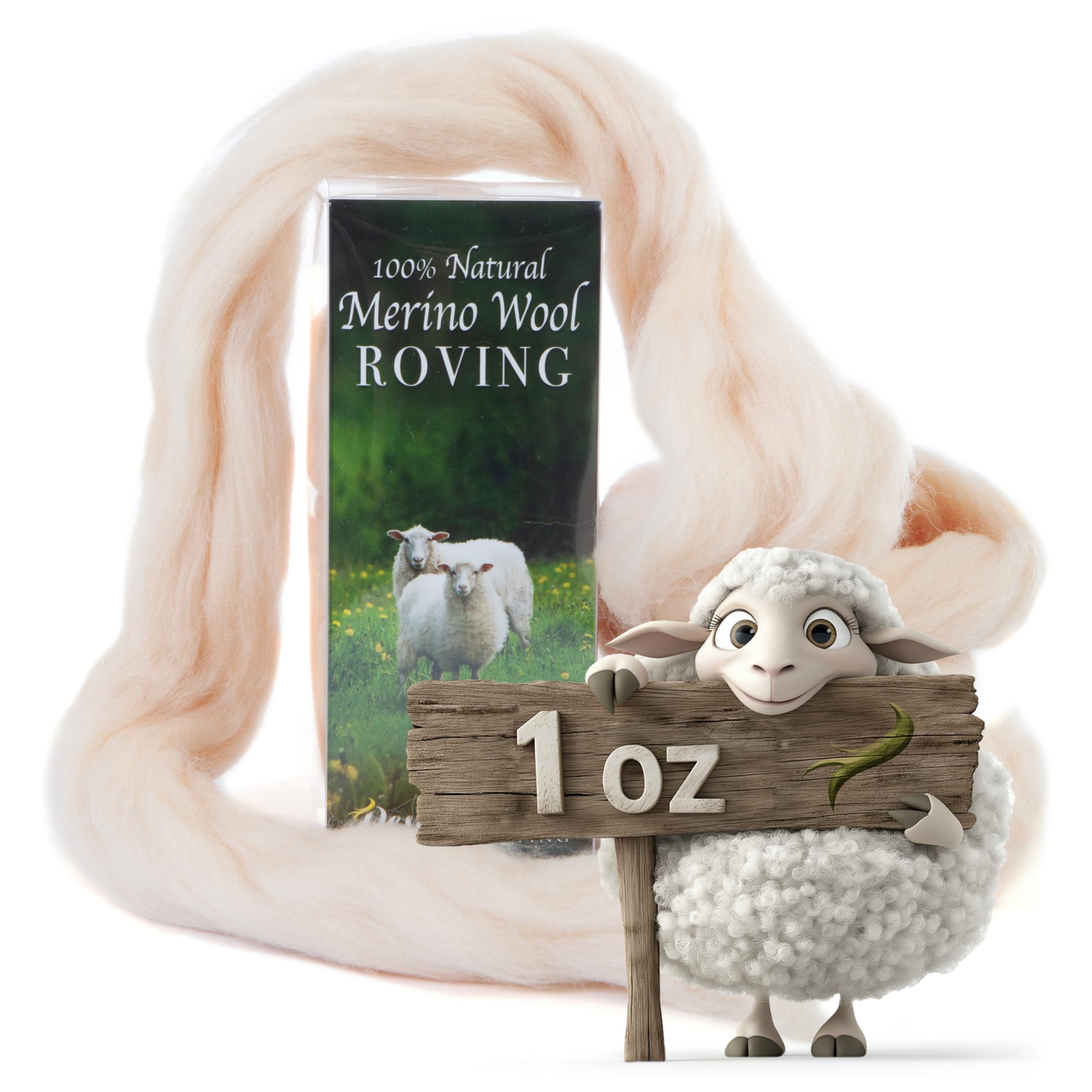 Desert Breeze Distributing 100% Natural Merino Wool Roving - Premium Combed Top Merino Roving Wool - Tapestry, Spinning, Wet Felting & Needle Felting