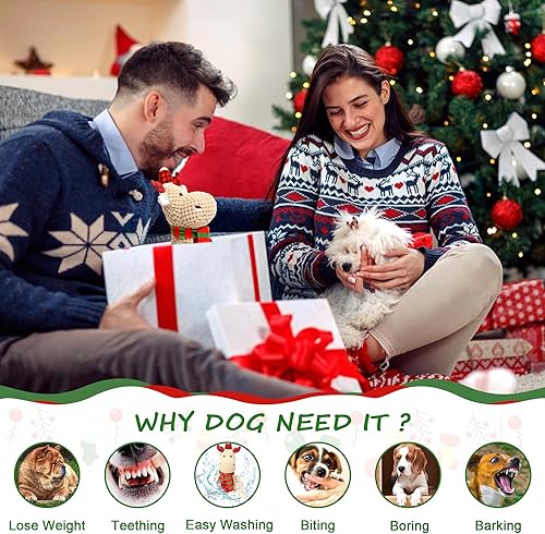 Miniatura 5 de Juguete de Navidad para perros, juguetes grandes para perros grandes, juguetes de tira y afloja, juguetes para masticar, juguetes chirriantes para