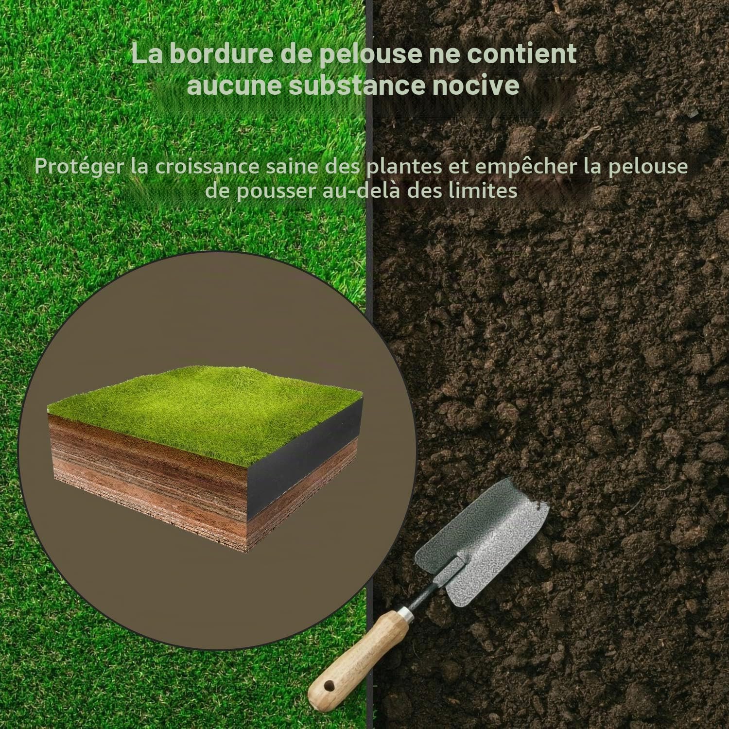 Randaco Bordure de jardin, marron, longueur : 25 m, hauteur : 14 cm, bord profilé, pour parterre, jardin, contre la propagation des racines, pour plus de beauté dans le jardin