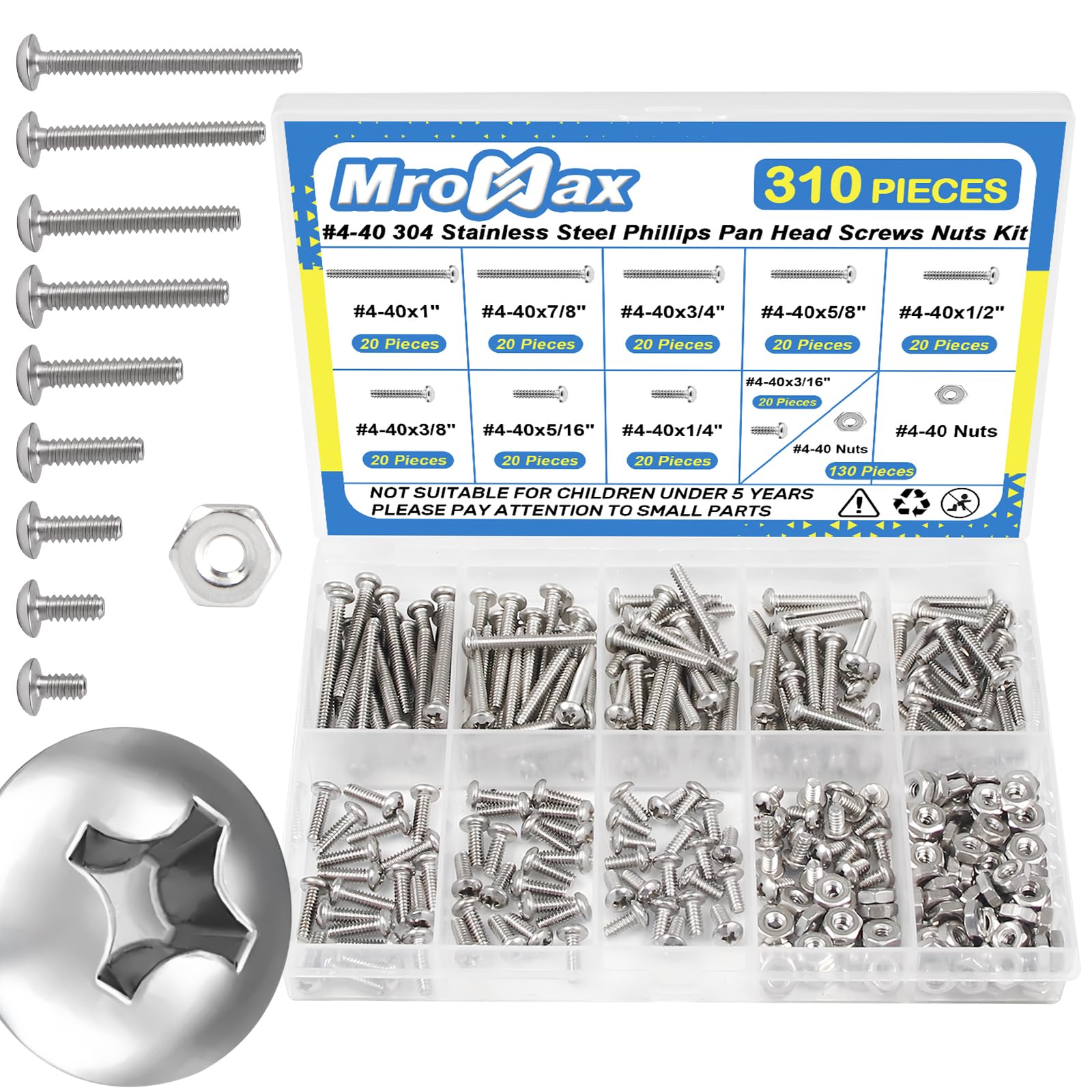 280pcs Machine Screws Kit - Nuts & Washers -11