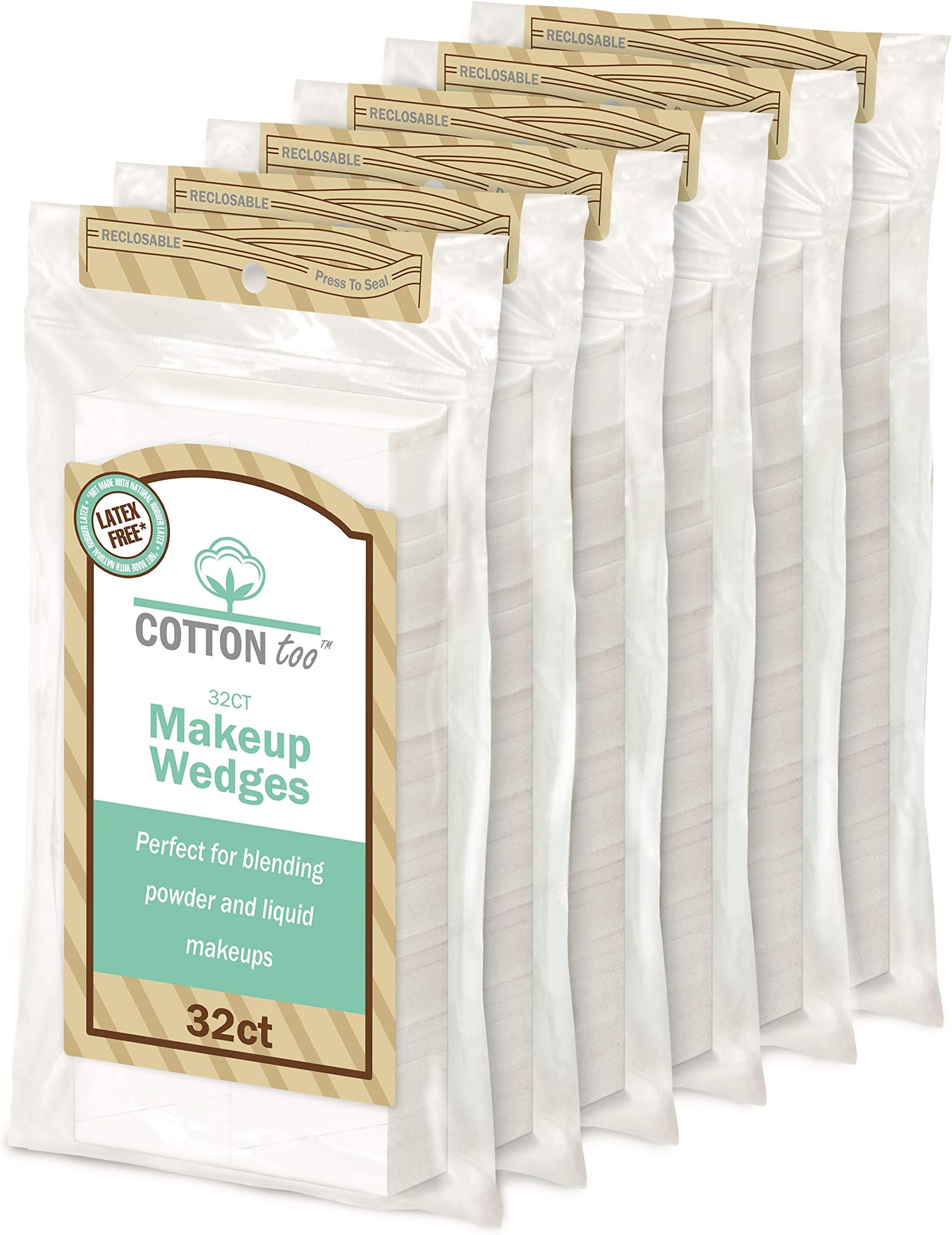 Premium Latex-free Cosmetic Wedges, 32 Count (Pack of 6)