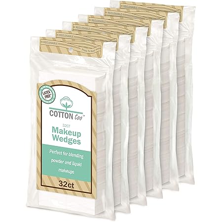 Cotton Too Premium 32 Count Latex-free Cosmetic Wedges, 6 Pack
