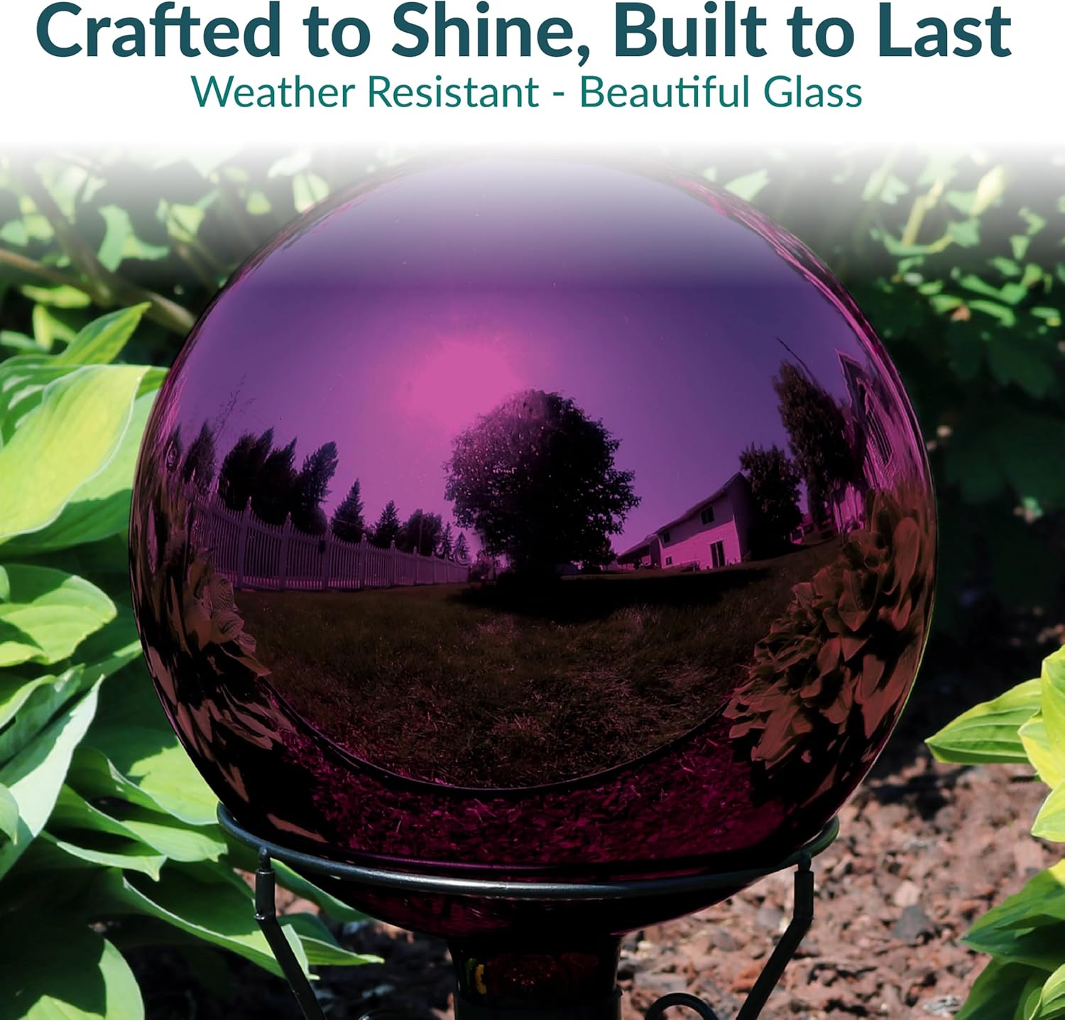 Sunnydaze 10-Inch Glass Gazing Ball for Garden Enthusiasts - Outdoor Gazing Globe for Outside Yard Decor - Merlot - Stainless Steel Finish