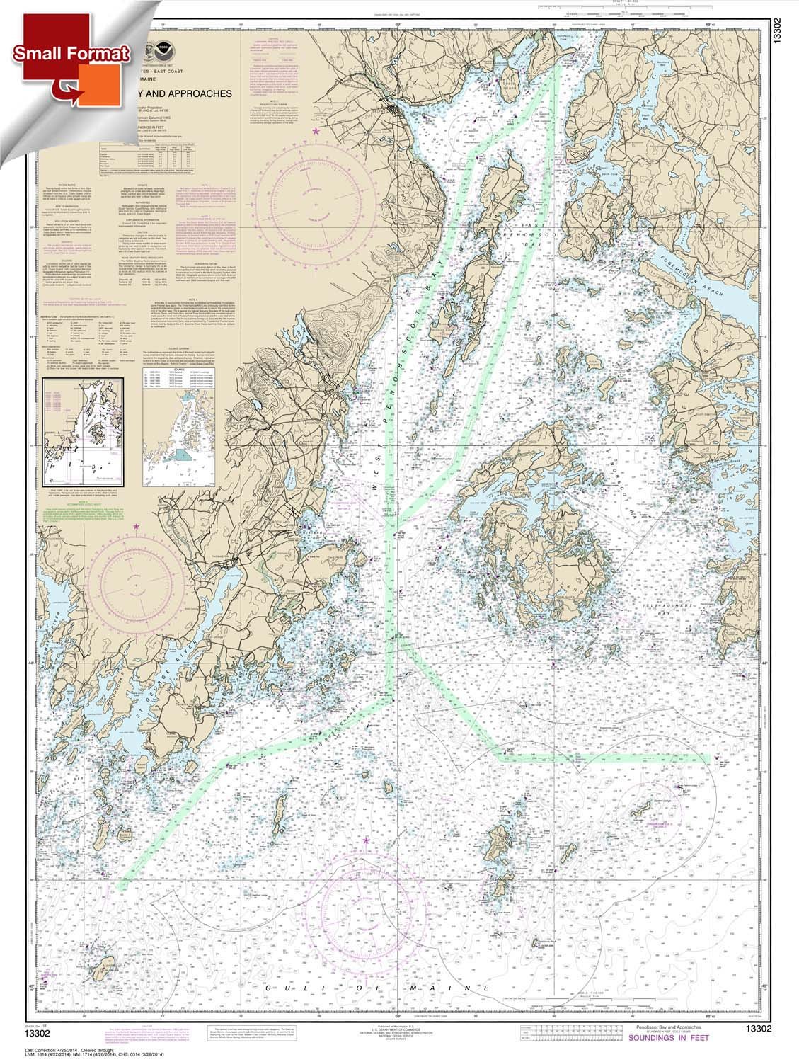Paradise Cay Publications, Inc. NOAA Chart 13302: Penobscot Bay and Approaches 21.00 x 27.90 (Small Format Waterproof)