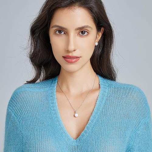 Miniatura 4 de Sterling Silver Opal Necklace for Women Dainty 10mm Round White Opal Necklaces Handmade Opal Jewelry for Women