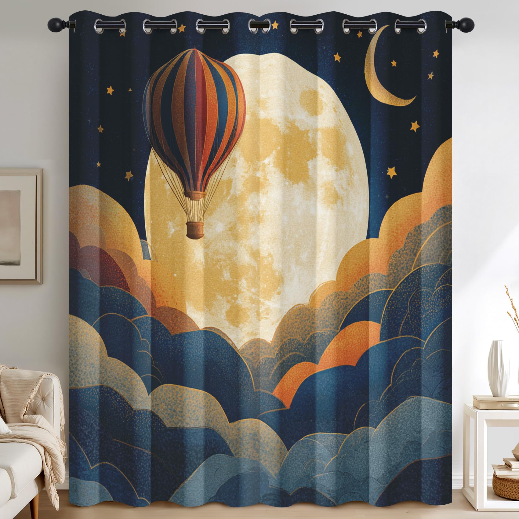 Générique Rideau Ciel Étoilé Enfants, 140 x 200 cm (LxH), 2 Pièces