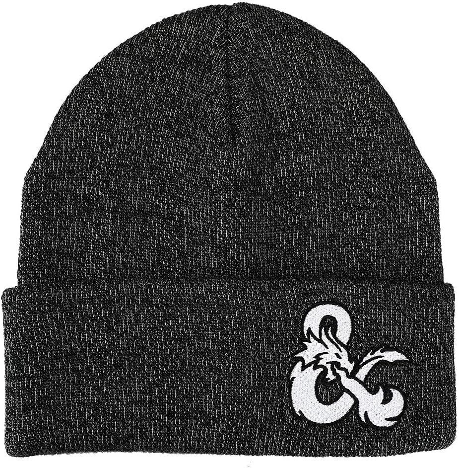 Dungeons and Dragons Game Striped Red Marled Embroidery Logo Knitted Beanie Hat for Winter