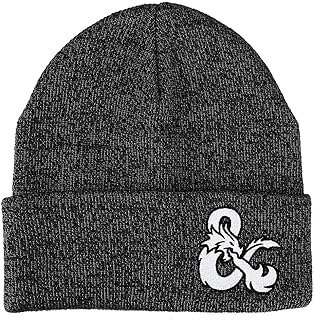 Dungeons and Dragons Game Striped Red Marled Embroidery Logo Knitted Beanie Hat for Winter