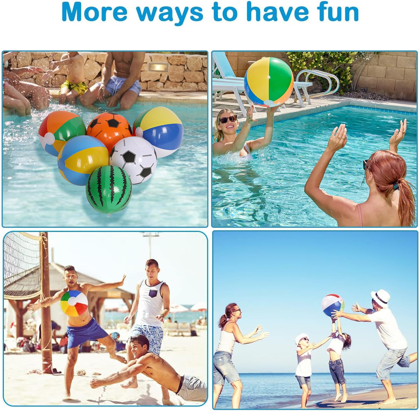 Summer Pool Toys 12 Inch Beach Balls - 12 Pack Inflatable Pool Party ...
